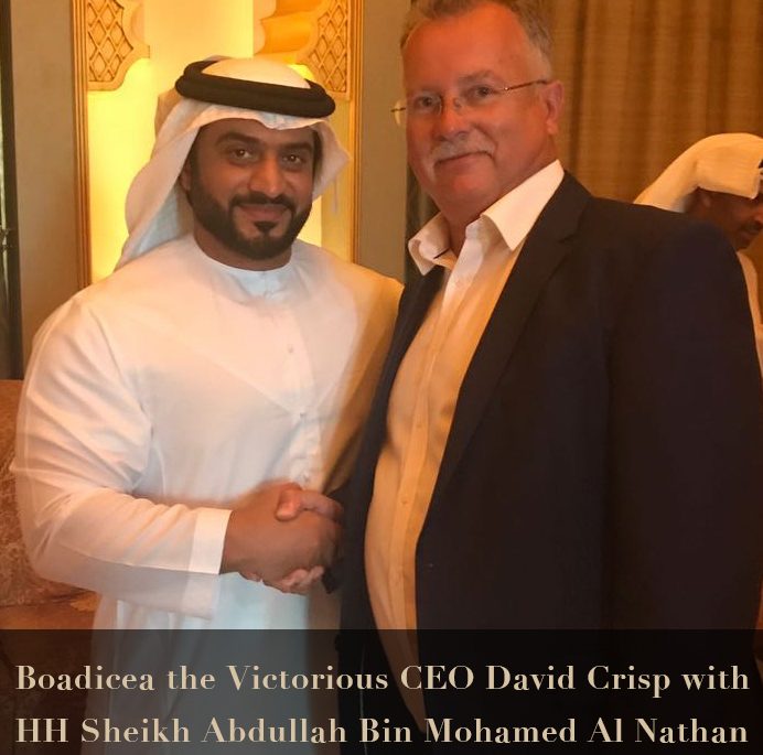 Boadicea Perfume's CEO David Crisp with HH Sheikh Abdullah Bin Mohamed al Nathan